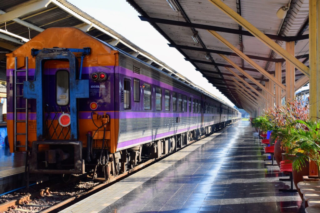 Train in a station in Southeast asia